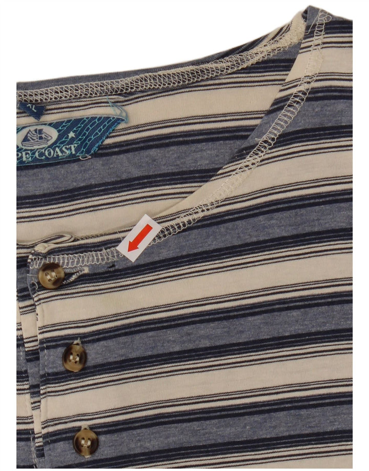 VINTAGE Herren T-Shirt Top XL Marineblau gestreift aus Baumwolle