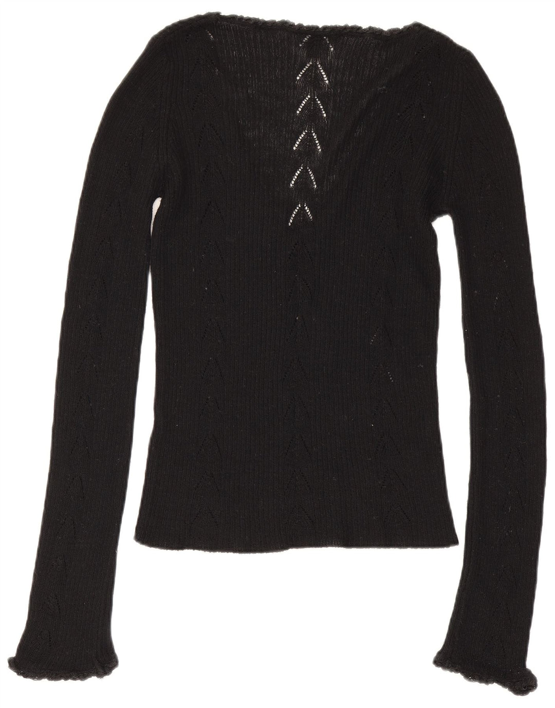 Calvin Klein Damen Graphic Top Langarm UK 12 Medium Schwarz