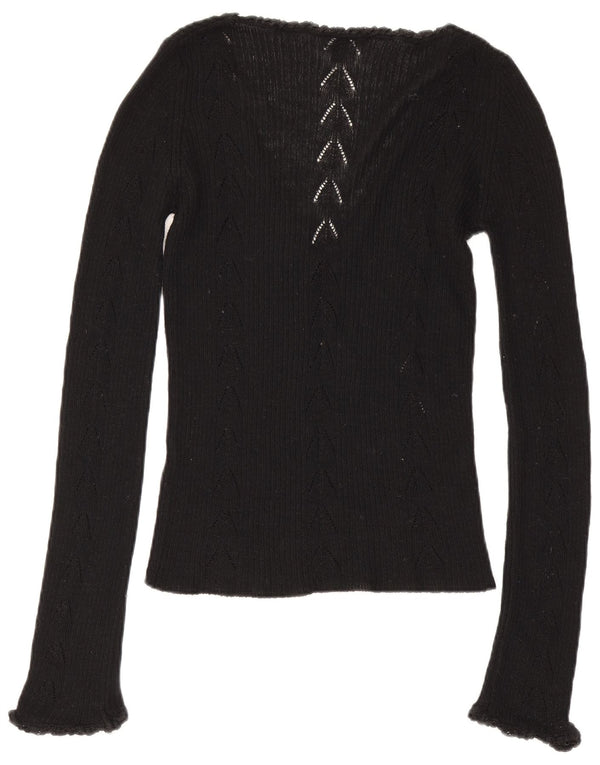Calvin Klein Damen Graphic Top Langarm UK 12 Medium Schwarz