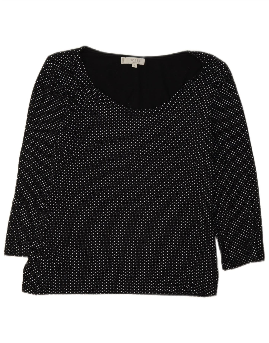 Hobbs Damen-Top mit 3/4-Ärmeln, UK-Größe 10, Größe S, schwarz gepunktete Viskose