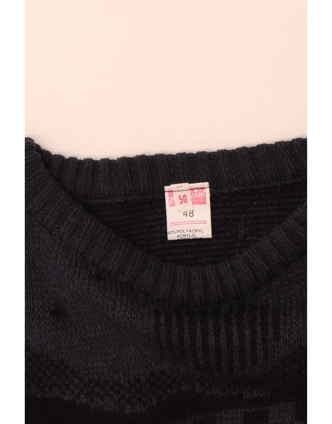 Vintage Herren Pullover mit Rundhalsausschnitt IT 48 Mittelgrau Geometrisch