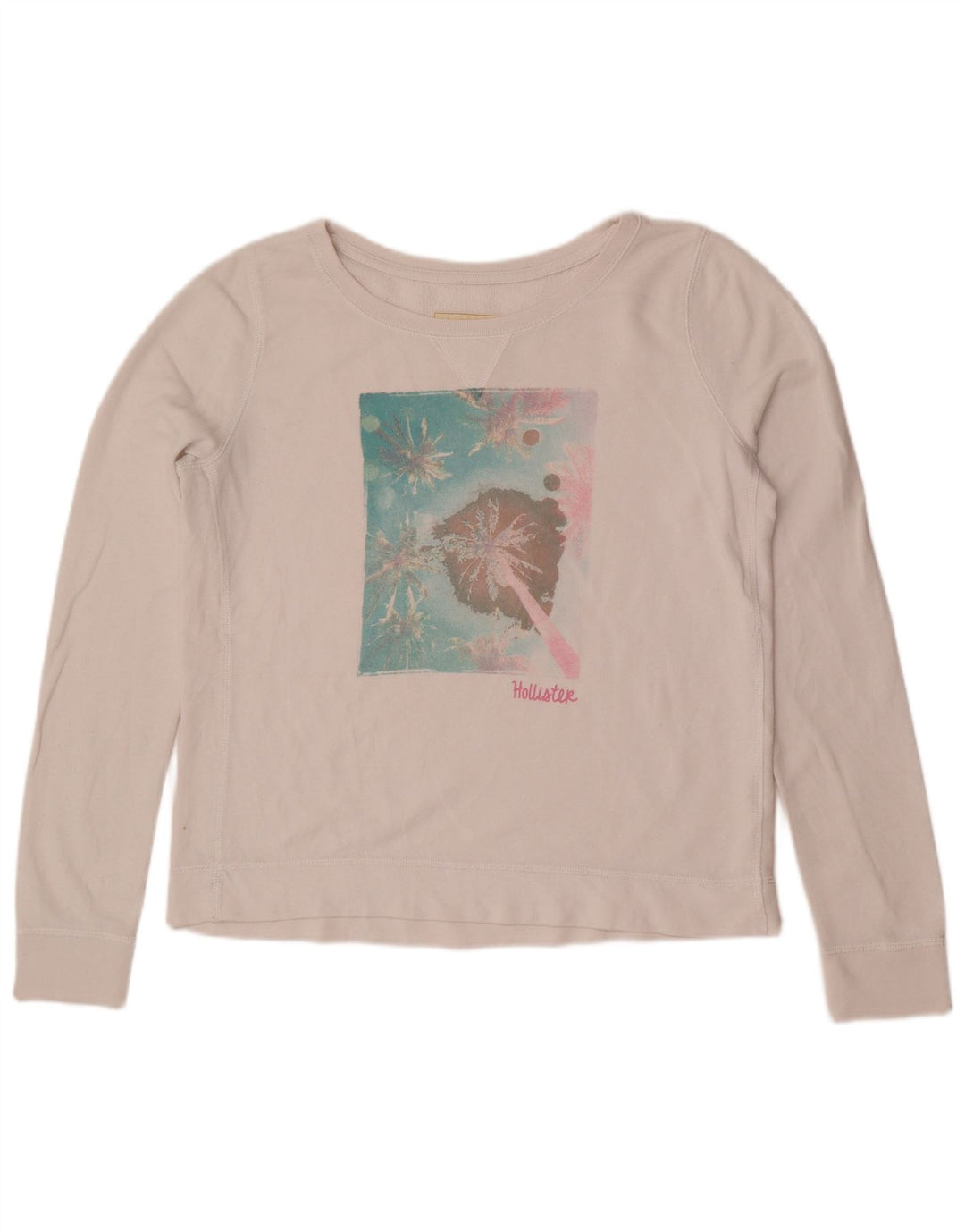 Hollister Damen Grafik-Sweatshirt-Pullover UK 16 Large Weiß