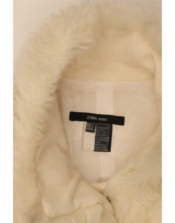 Zara Damen Mantel UK 10 Small Beige Wolle