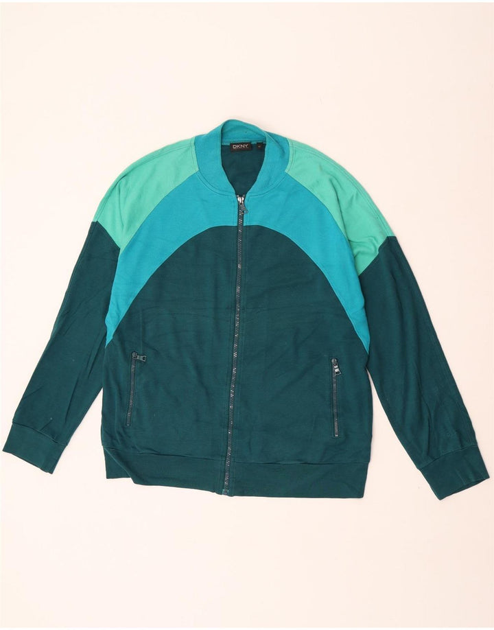 Dkny Herren-Trainingsanzug-Top-Jacke aus mittelgrüner Colourblock-Baumwolle