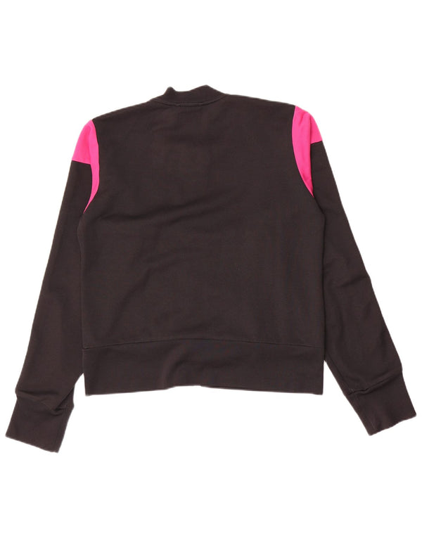 Adidas Damen-Trainingsanzug-Oberteiljacke UK 12 Mittelschwarze Colourblock-Baumwolle
