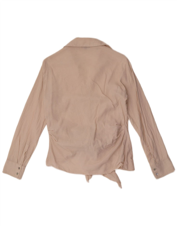 Massimo Dutti Damen-Hemdbluse mit Vorderkrawatte, Gr. 10, Größe S, Beige, Viskose