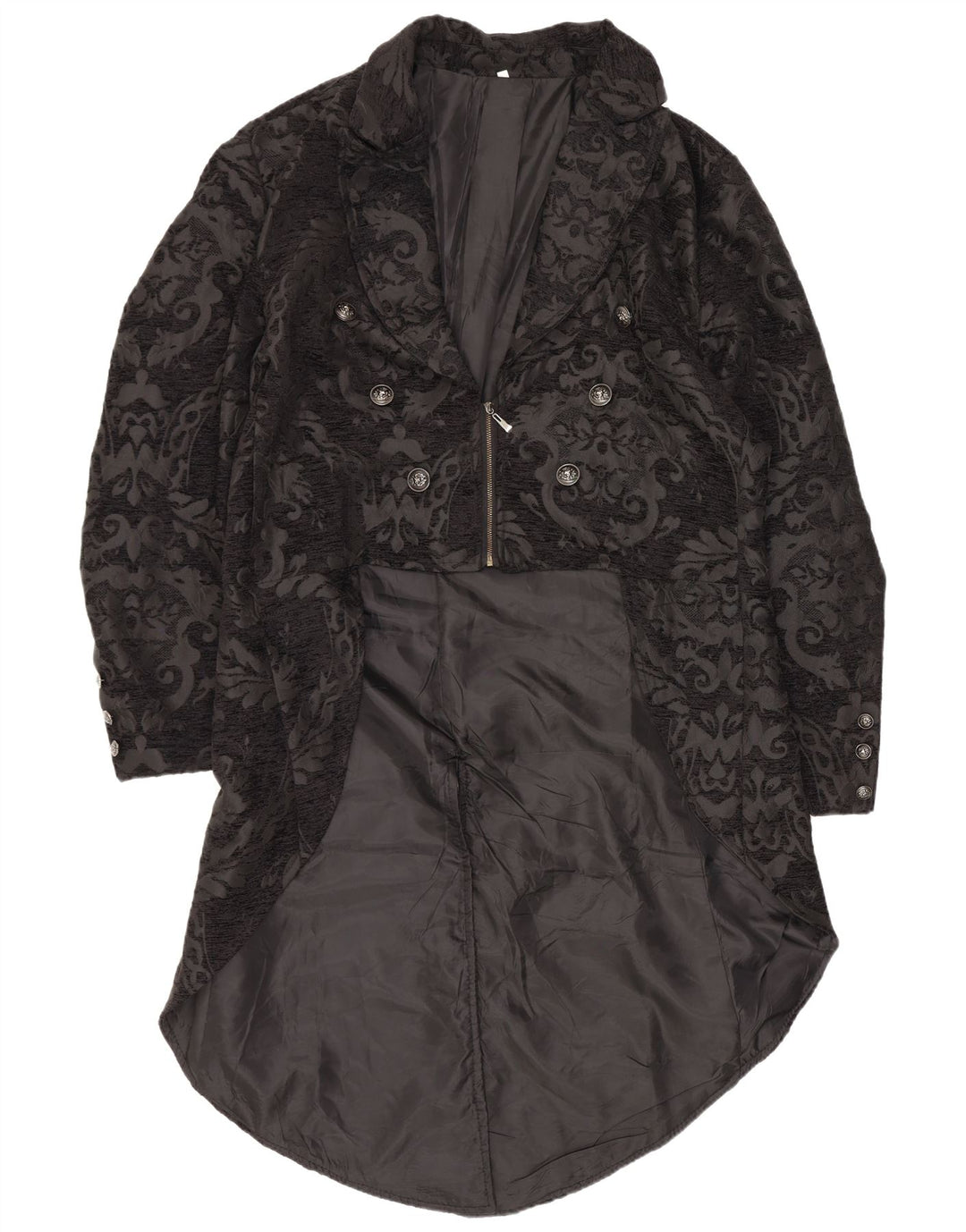 Vintage Damen Tailcoat Blazer Jacke UK 20 2XL Schwarz Paisley