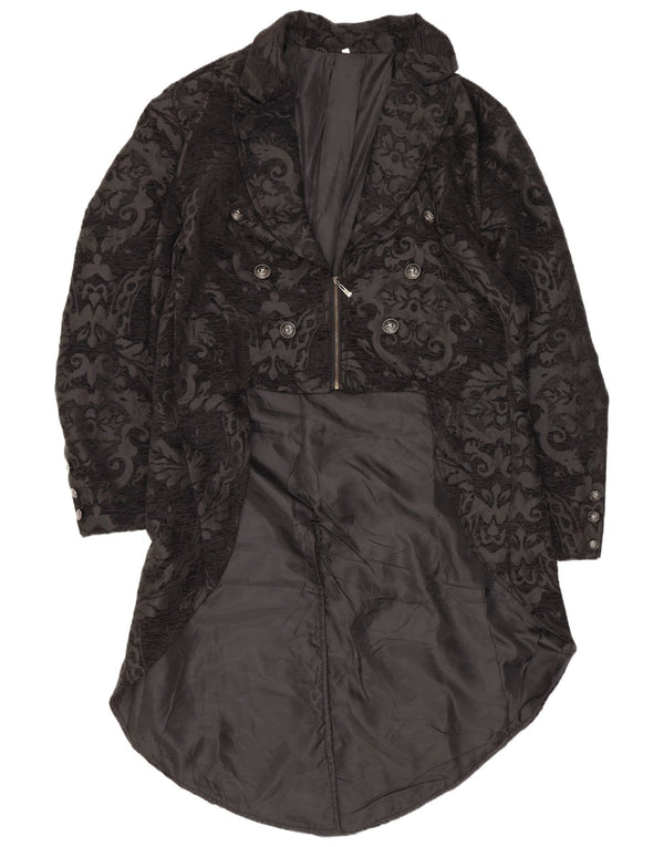 Vintage Damen Tailcoat Blazer Jacke UK 20 2XL Schwarz Paisley