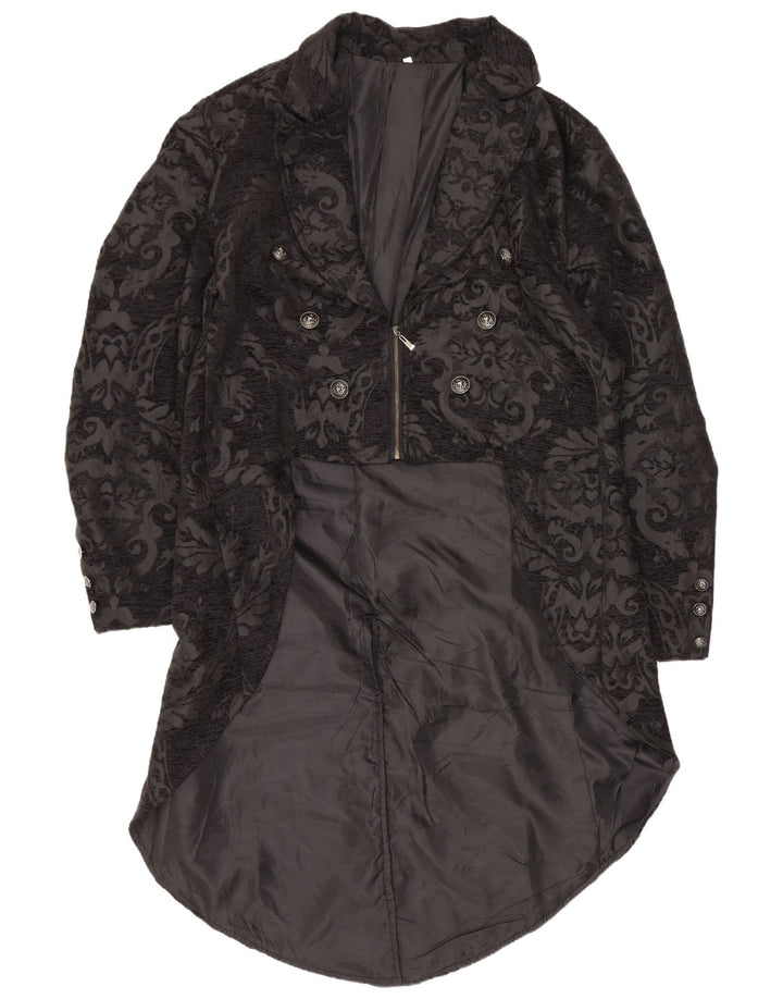Vintage Damen Tailcoat Blazer Jacke UK 20 2XL Schwarz Paisley