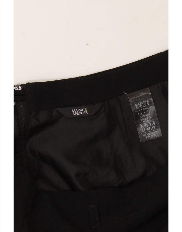MARKS & SPENCER Womens Pencil Skirt UK 12 Medium  Black Polyester Vintage Marks & Spencer and Second-Hand Marks & Spencer from Messina Hembry 