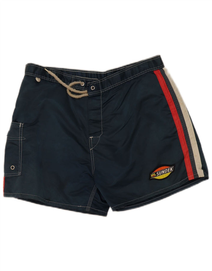 Sundek Herren-Badeshorts aus mittelblauem Colourblock-Nylon