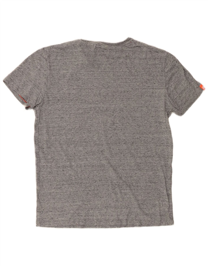 Superdry Herren-T-Shirt-Oberteil, groß, grau gefleckte Baumwolle