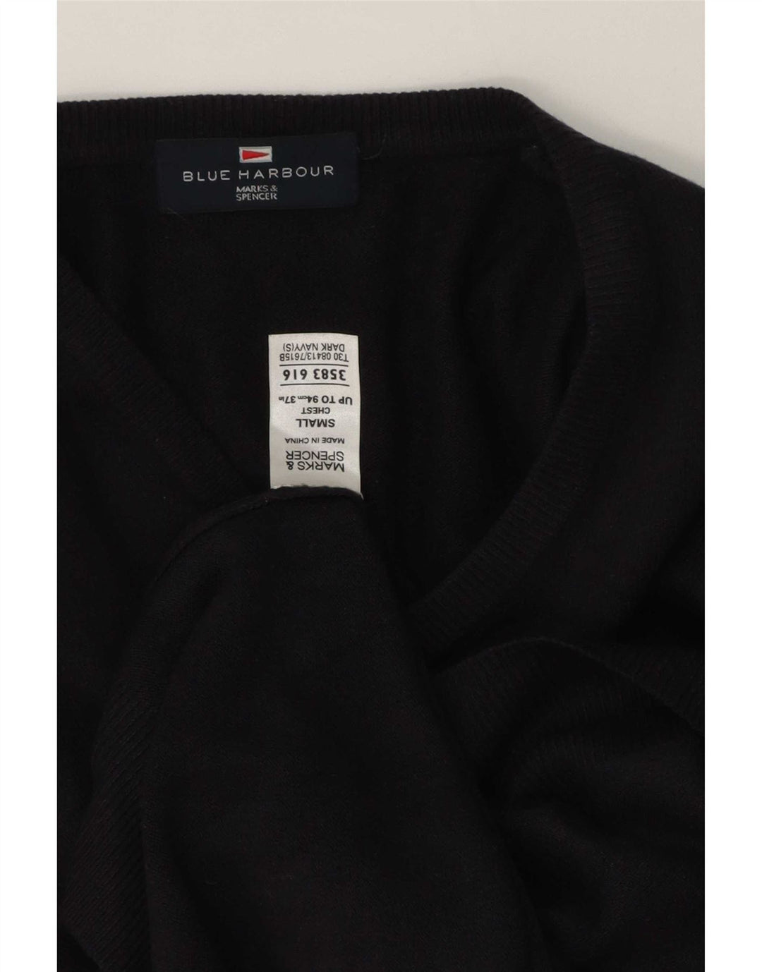 Marks & Spencer Herren Blue Harbor V-Ausschnitt Pullover Pullover Small Navy Acryl