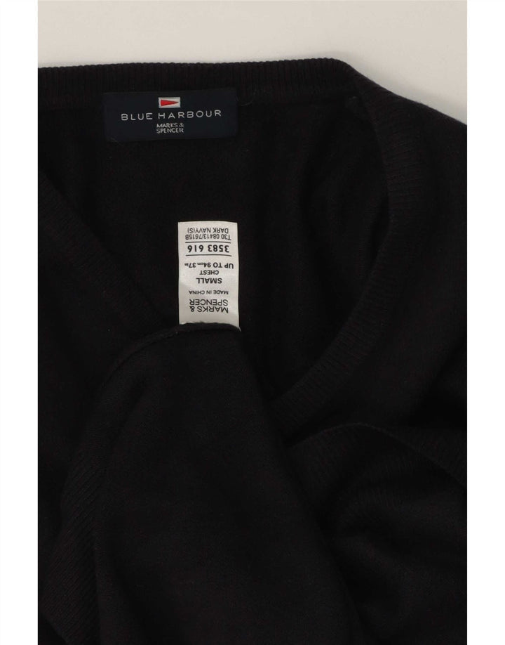 Marks & Spencer Herren Blue Harbor V-Ausschnitt Pullover Pullover Small Navy Acryl