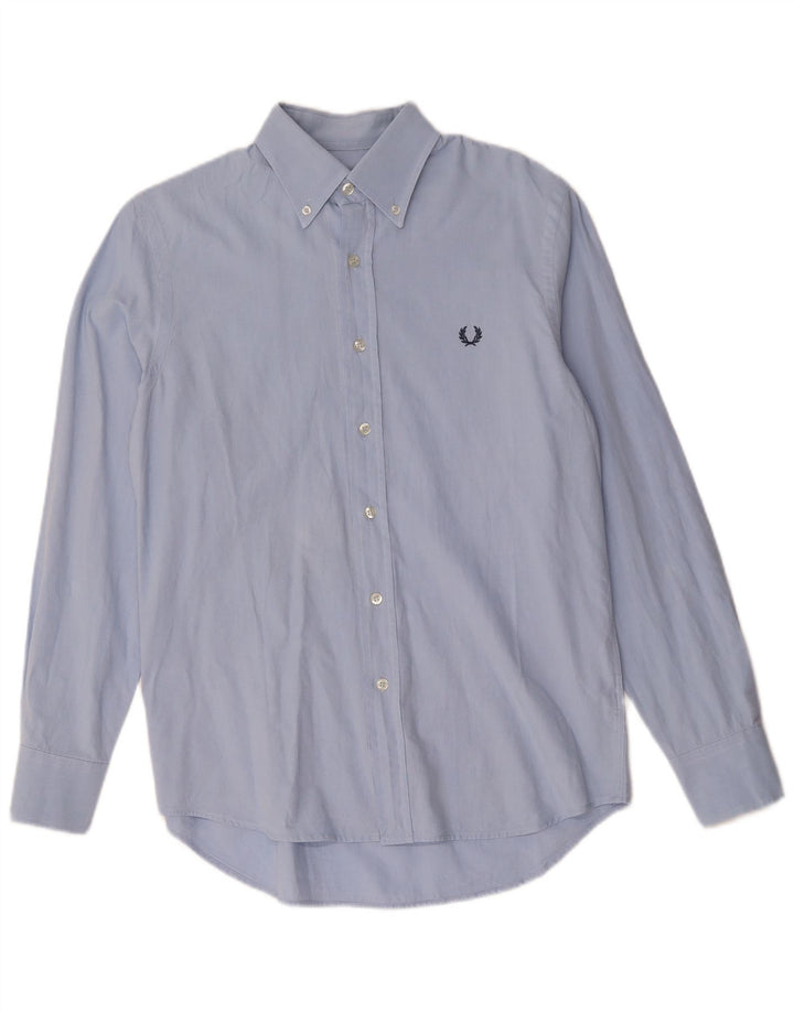 FRED PERRY Herren-Slim-Fit-Hemd aus mittelblauer Baumwolle
