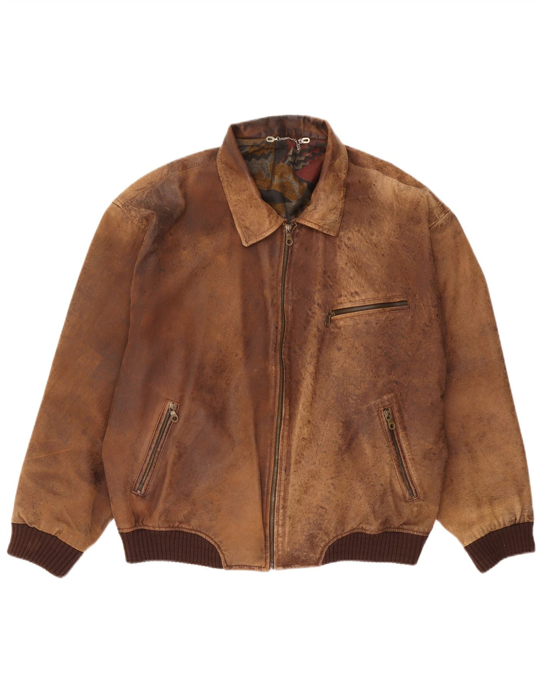 Vintage Herren Lederjacke UK 44 2XL Braunes Leder