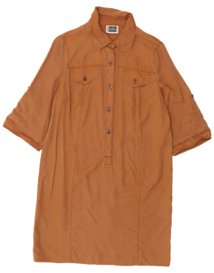 Perte by Krizia Damen Pullover-Hemdkleid mit 3/4-Ärmeln, UK 12, Mittelbraun