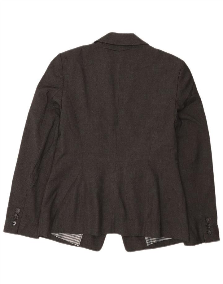 Marks & Spencer Damen-Blazerjacke mit 1 Knopf, UK 12, Mittelgrau, Polyester