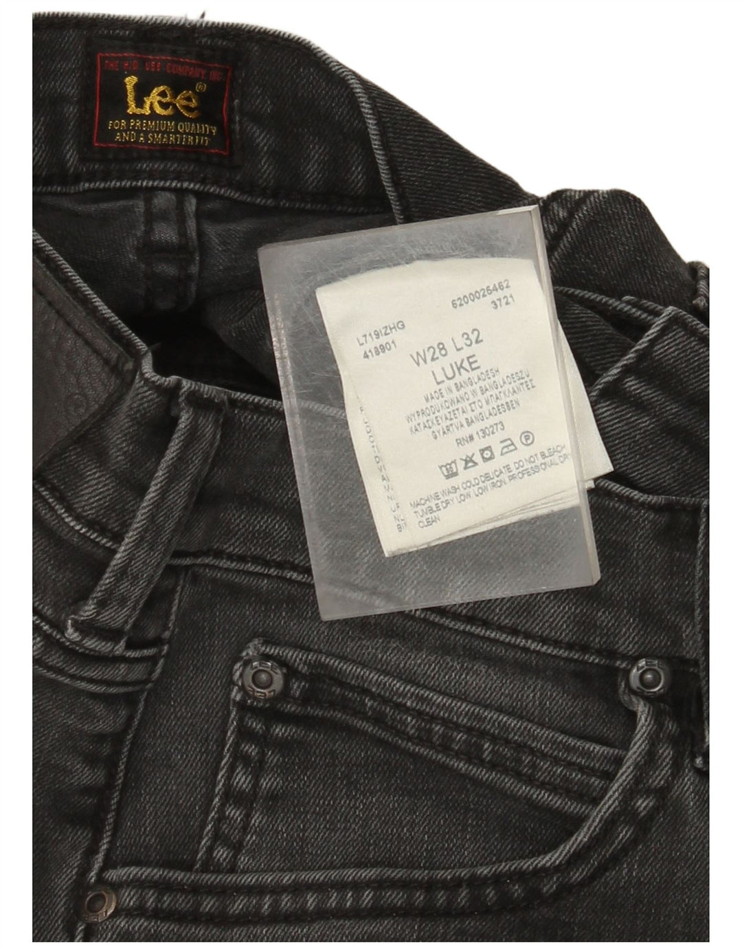 Lee Herren Luke Slim Jeans W28 L32 Graue Baumwolle