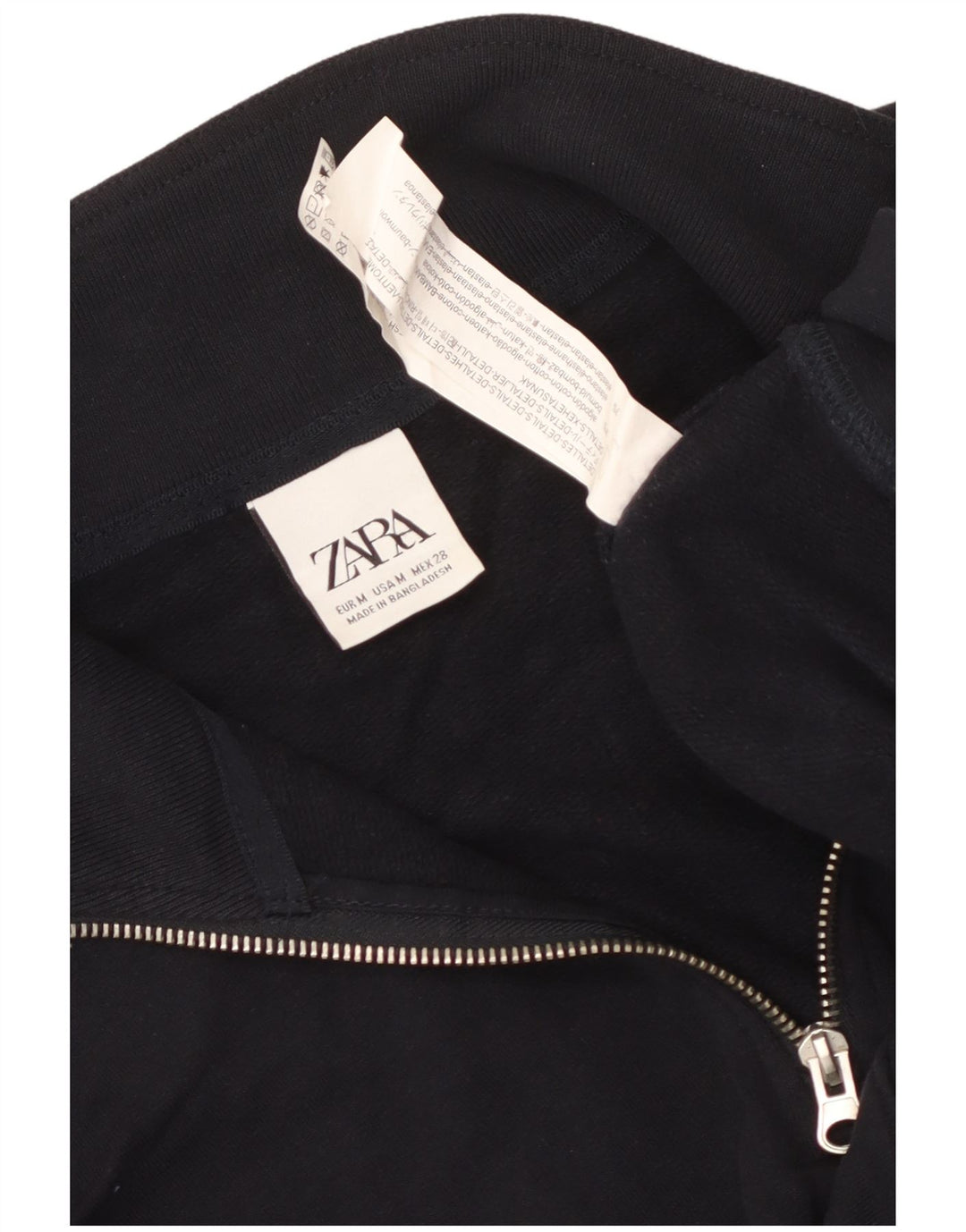 Zara Damen-Sweatshirt mit Reißverschluss am Hals, UK 14, mittelmarineblaue Baumwolle