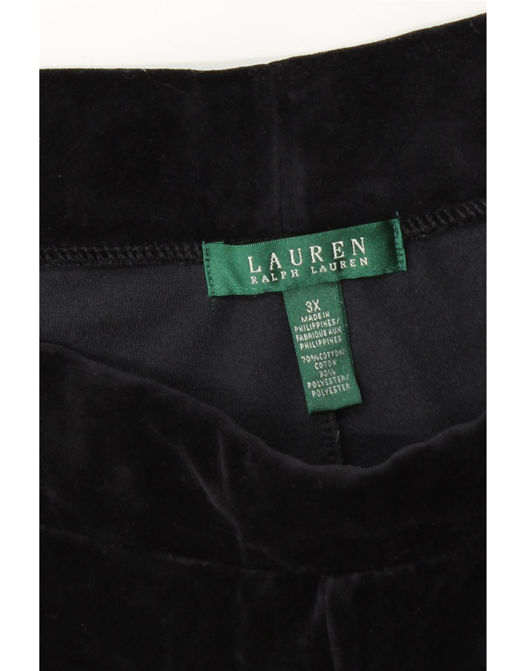 RALPH LAUREN Damen Velours-Trainingshose UK 22 3XL Schwarz Baumwolle
