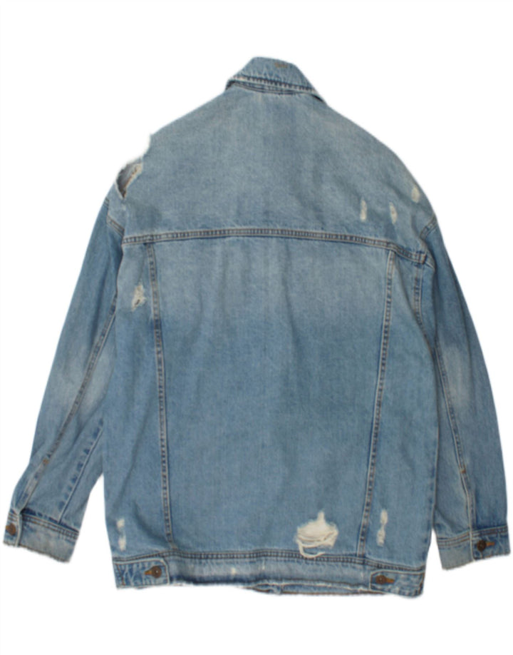 Zara Damen Distressed Jeansjacke UK 14 Mittelblau