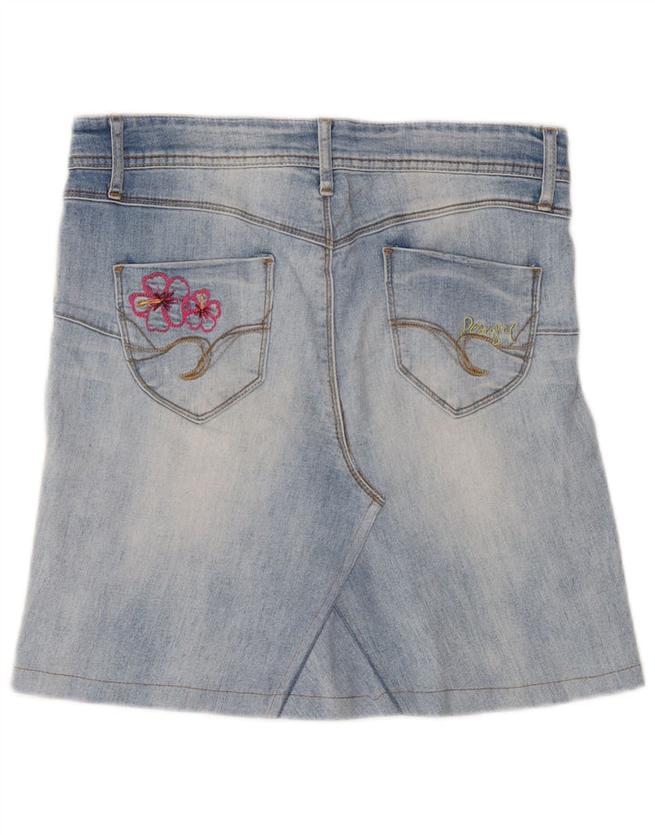 Desigual Damen Graphic Mini Denim Rock W30 Mittelblau geblümt