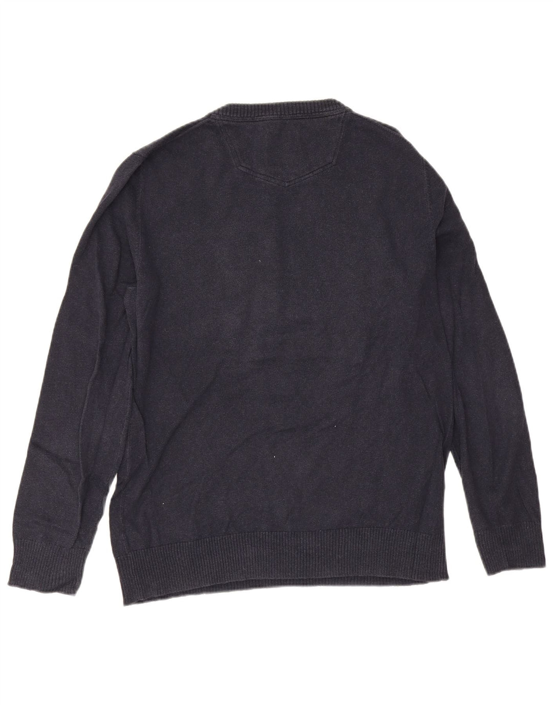 Fat Face Herren-Pullover mit V-Ausschnitt aus mittelblauer Baumwolle