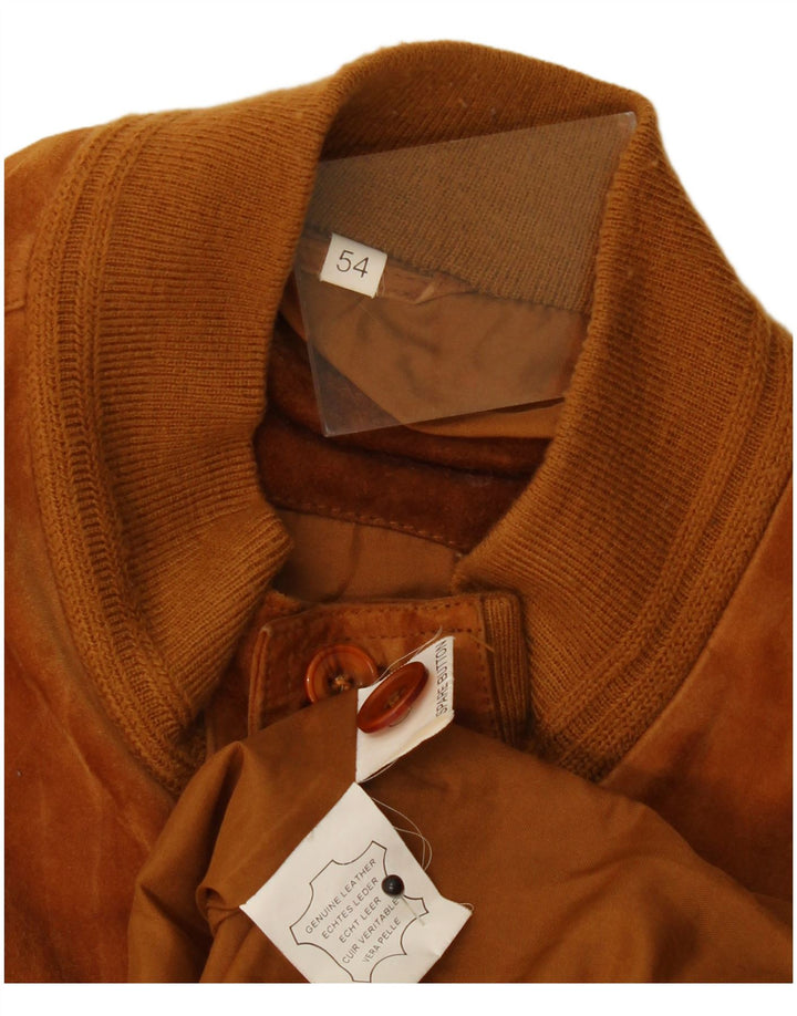 Vintage Herren Wildleder Bomberjacke IT 54 2XL Braunes Leder