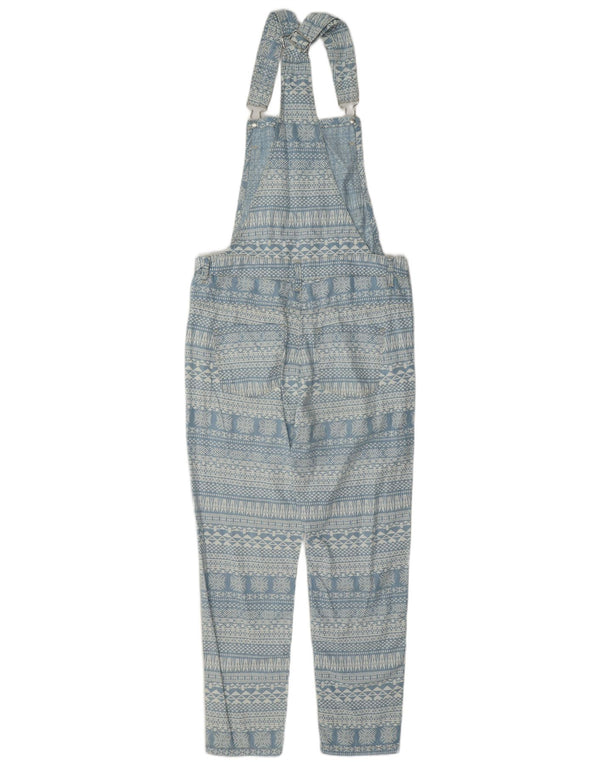 Benetton Slim Latzhose für Damen XS W25 L25 Blau Fair Isle Lyocell