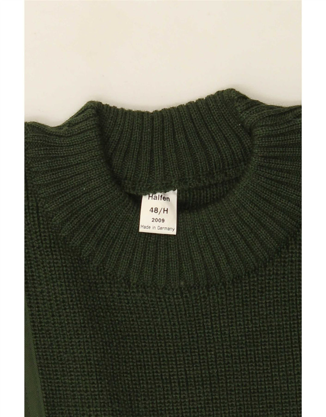 Halfen Herren-Pullover mit Rundhalsausschnitt, IT 48, mittelgrüne Colourblock-Wolle