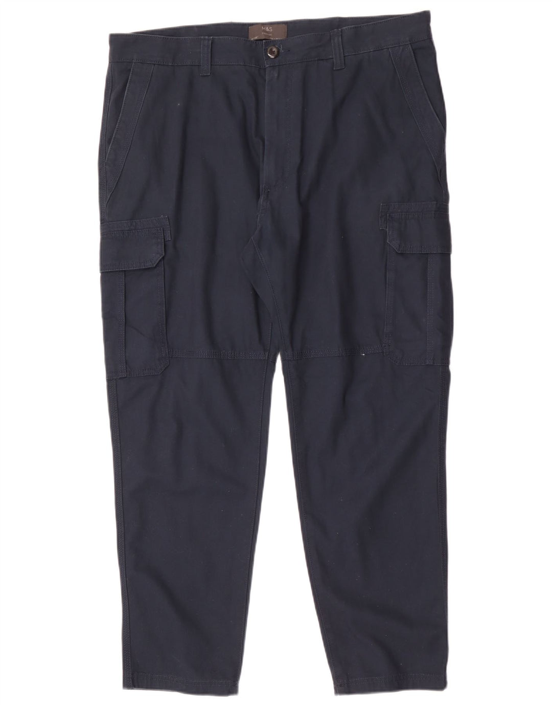 Gerade Herren-Cargohose von Marks & Spencer, W38, L29, marineblaue Baumwolle