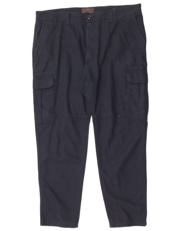 Gerade Herren-Cargohose von Marks & Spencer, W38, L29, marineblaue Baumwolle