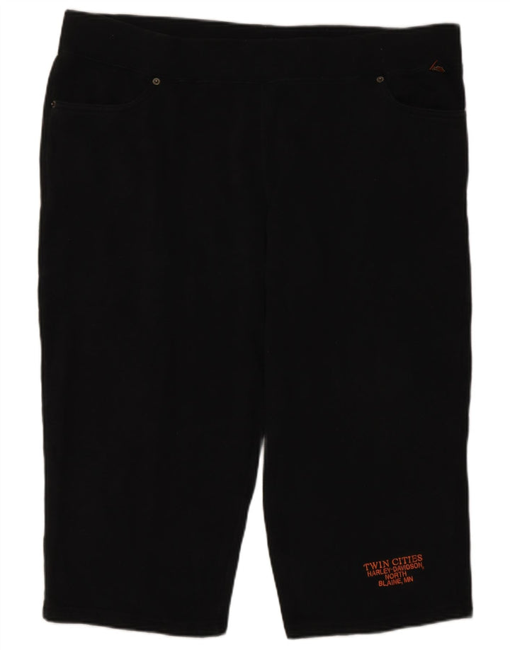 Harley Davidson Capri-Freizeithose für Damen, Größe L, W40, schwarze Baumwolle