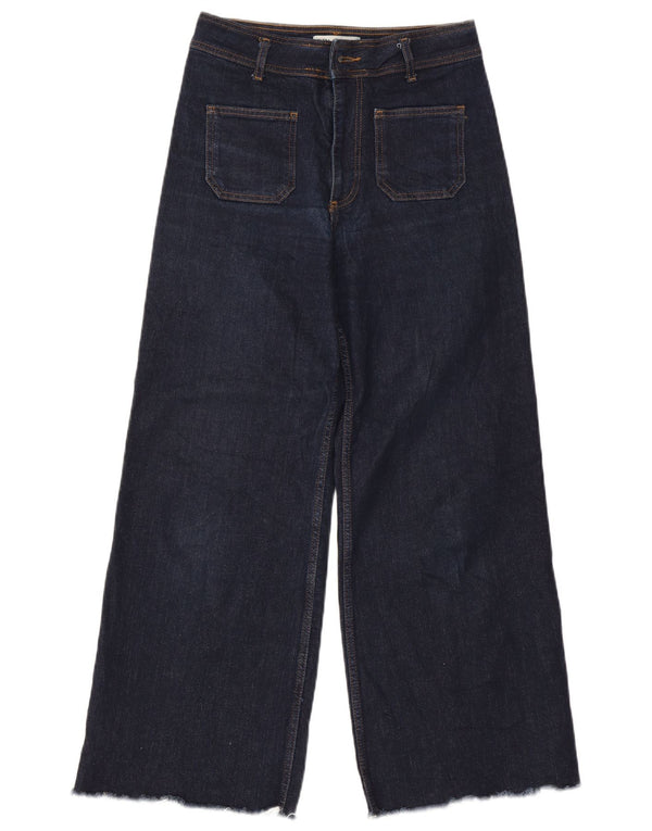 Zara Damen-Jeans mit hoher Taille und weitem Bein, EU 40, Mittel W30 L28, Marineblau