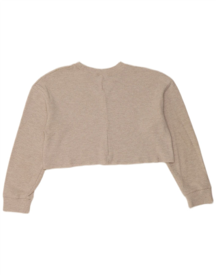 Zara Damen Crop Oversized Sweatshirt Pullover UK 10 Small Grau