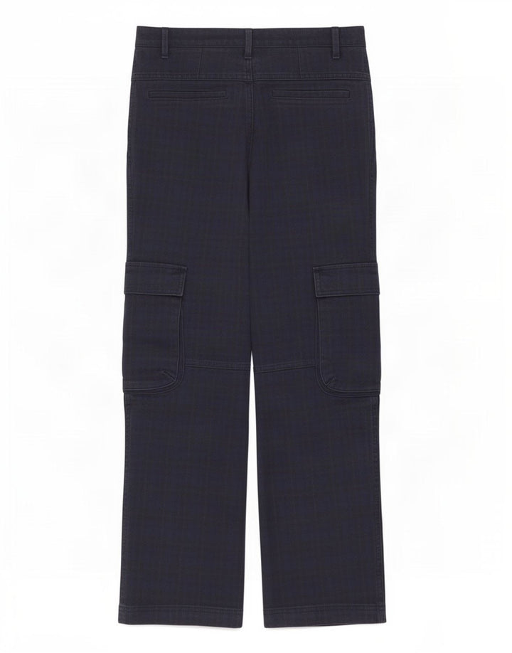 Gerade Cargo-Hose für Damen von Zara, mittelgroß, W28, L28, marineblau kariert