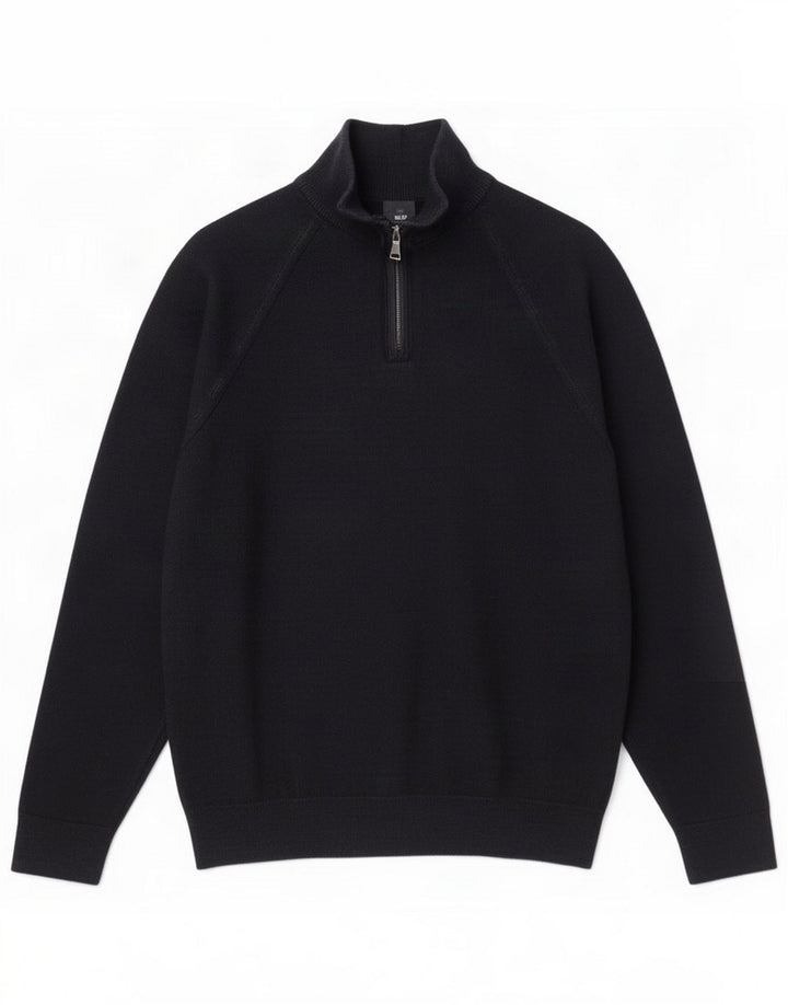 Marks & Spencer Herren-Pullover mit Reißverschluss am Hals, mittleres Marineblau meliert