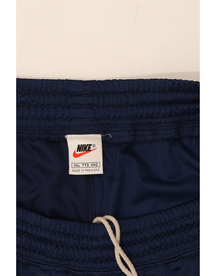 NIKE Mens Sport Shorts 2XL  Navy Blue Colourblock Polyester Vintage Nike and Second-Hand Nike from Messina Hembry 