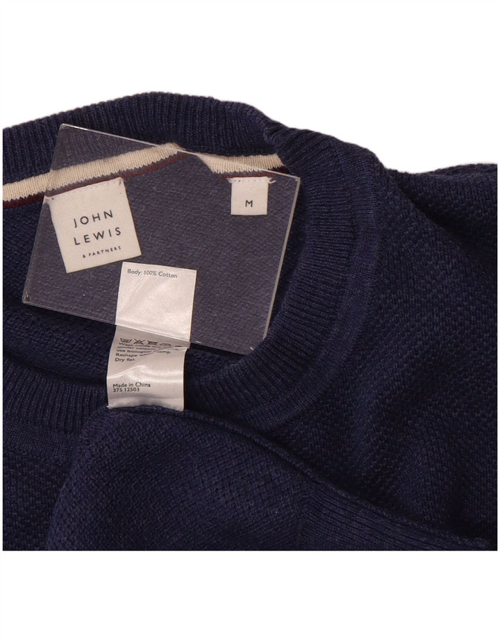 John Lewis Herren-Pullover mit Rundhalsausschnitt, mittlere marineblaue Baumwolle