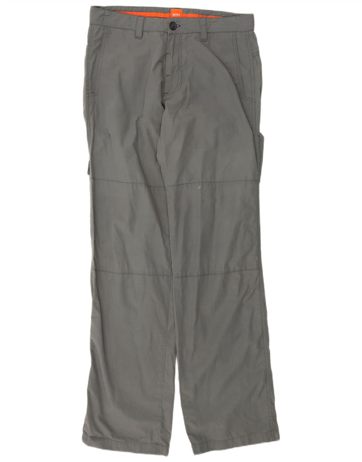 HUGO BOSS Mens Straight Cargo Trousers IT 48 Medium W34 L35 Grey Cotton