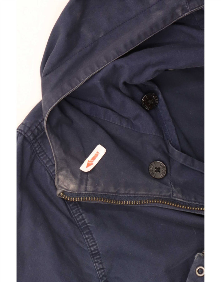 Pretty Green Herren-Bomberjacke mit Kapuze, UK 38, mittelmarineblaue Baumwolle