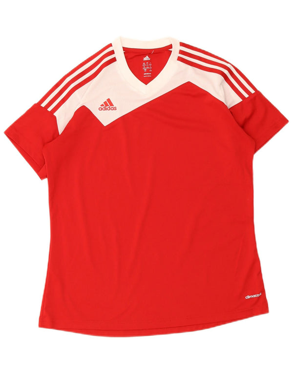 Adidas Damen Climacool T-Shirt Top UK 16/18 Large Rot Colourblock