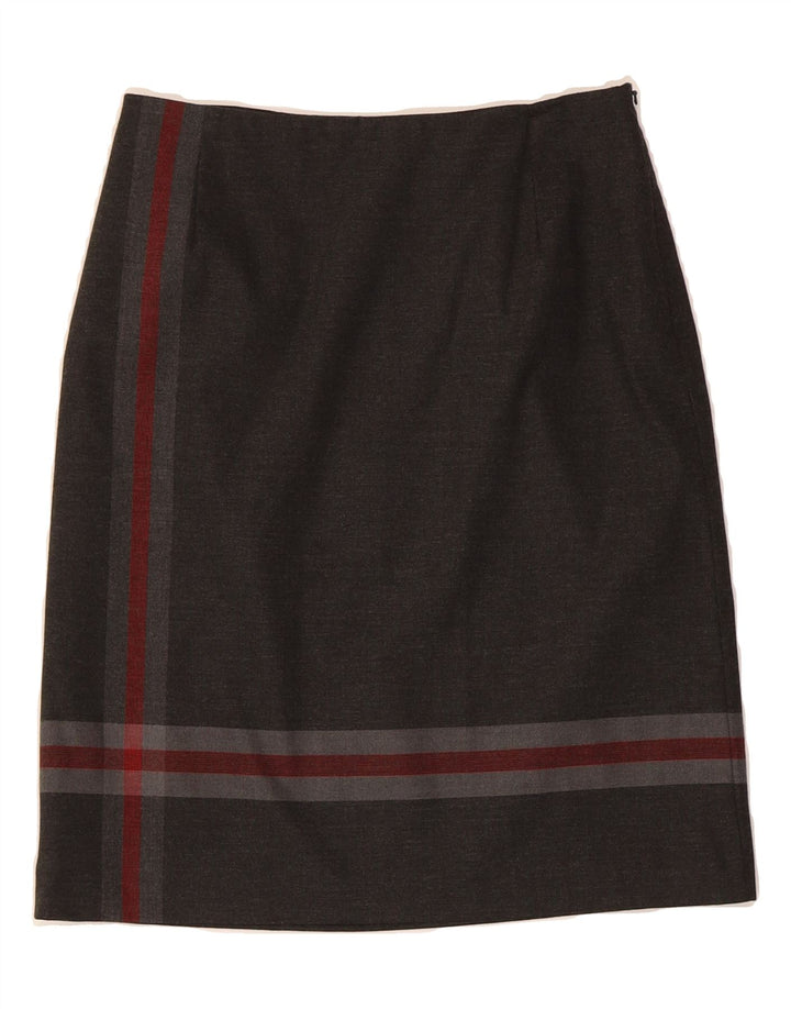 MINUET Womens Straight Skirt UK 8 Small W28  Grey Striped Polyester Vintage Minuet and Second-Hand Minuet from Messina Hembry 