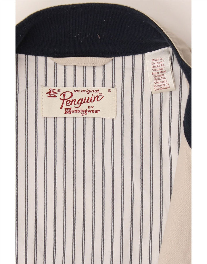PENGUIN Mens Bomber Jacket UK 36 Small Beige Cotton Vintage Penguin and Second-Hand Penguin from Messina Hembry 