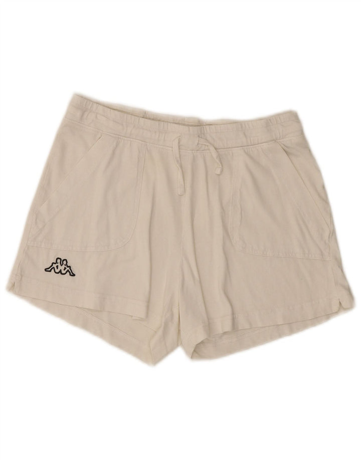 KAPPA Womens Sport Shorts UK 14 Large White Cotton