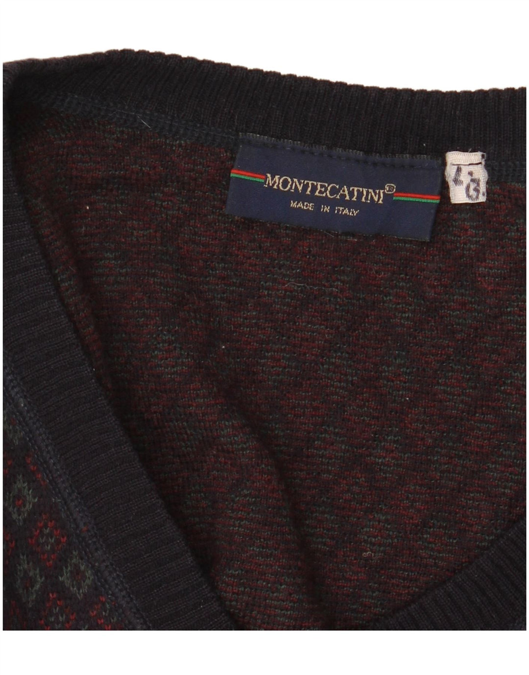 MONTECATINI Herren-Pullover mit V-Ausschnitt, groß, mehrfarbig, geometrisch