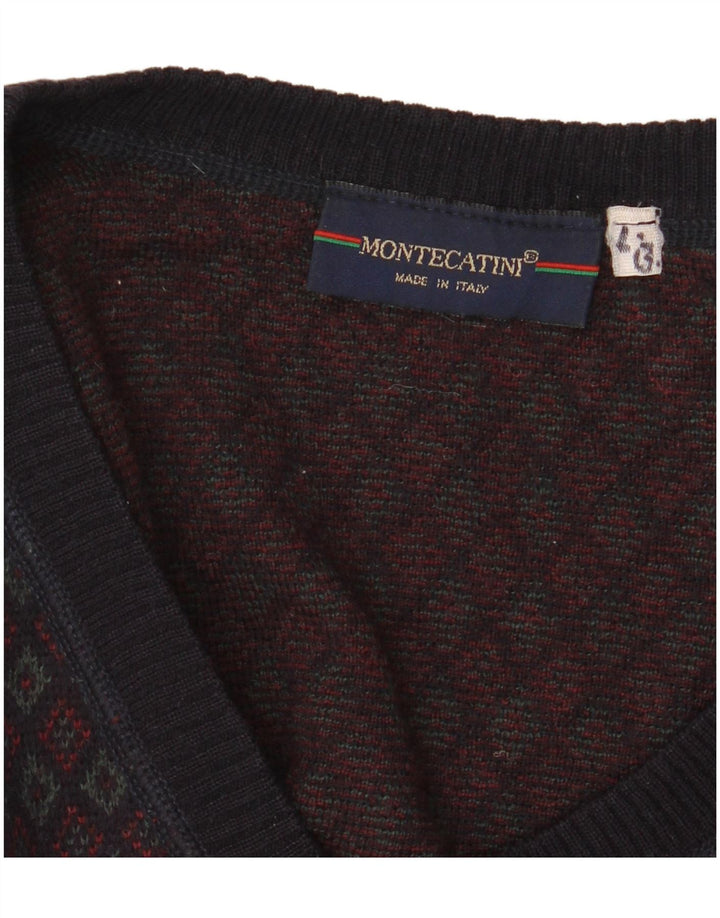 MONTECATINI Herren-Pullover mit V-Ausschnitt, groß, mehrfarbig, geometrisch