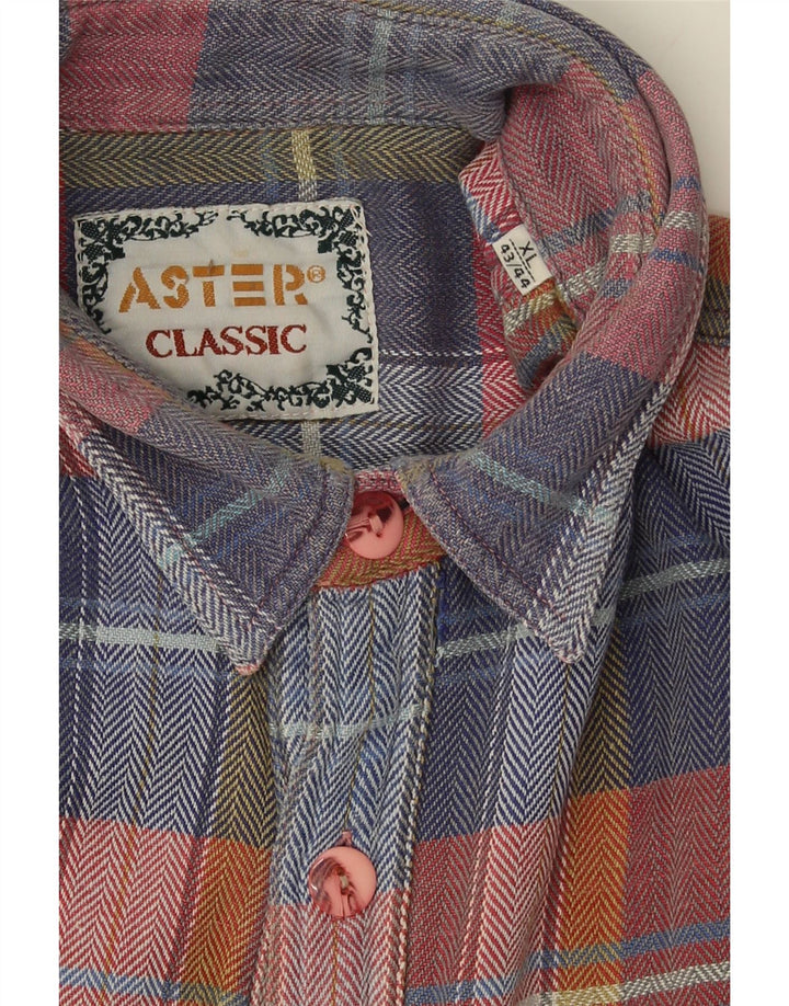 ASTER Mens Flannel Shirt Size 43/44 XL Multicoloured Check Vintage Aster and Second-Hand Aster from Messina Hembry 