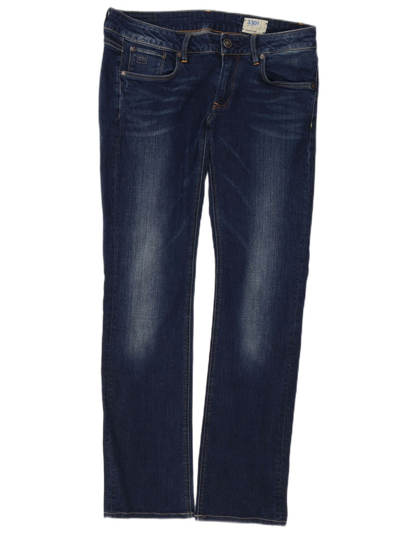 G-STAR Damen 3301 Straight Jeans W32 L32 Blaue Baumwolle